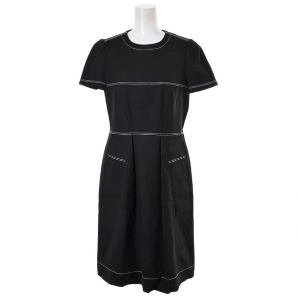 Paule Ka Black Tailored Large Pocket White Seam Detail Zip Back Dress Size 8 - Picture 1 of 10